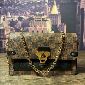 LOUIS VUITTON Damier Ebene Vavin Chain Wallet